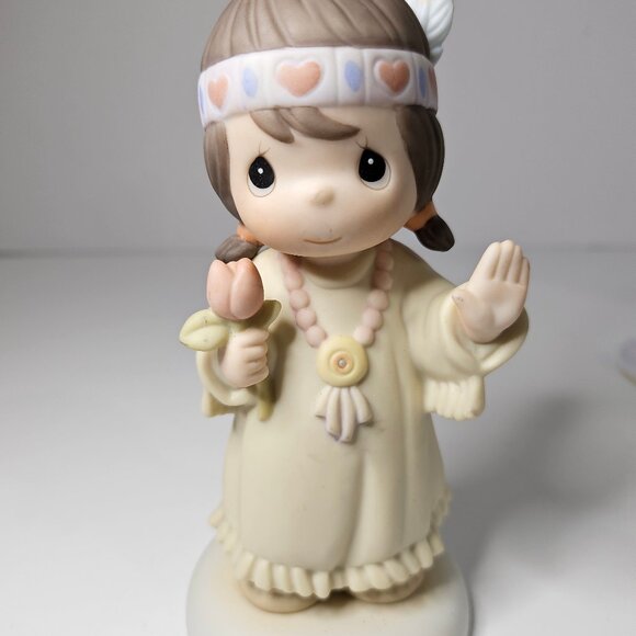 Precious Moments Collection 1992 Porcelain "Bless-Um You" Figurine Native Americ - Picture 2 of 9